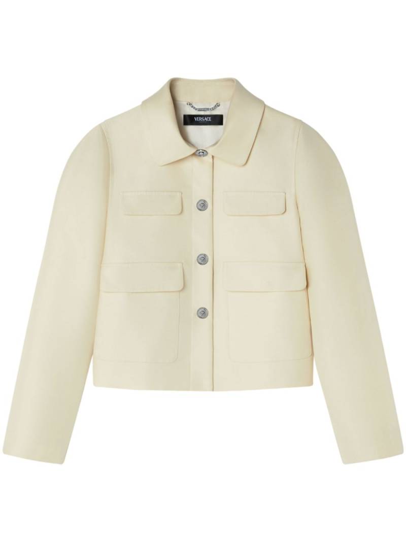 Versace silk-blend cropped jacket - Neutrals von Versace