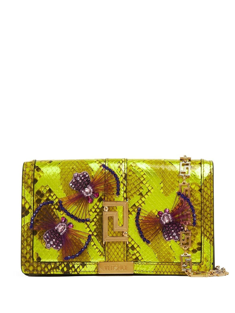 Versace snakeskin-effect leather purse - Yellow von Versace