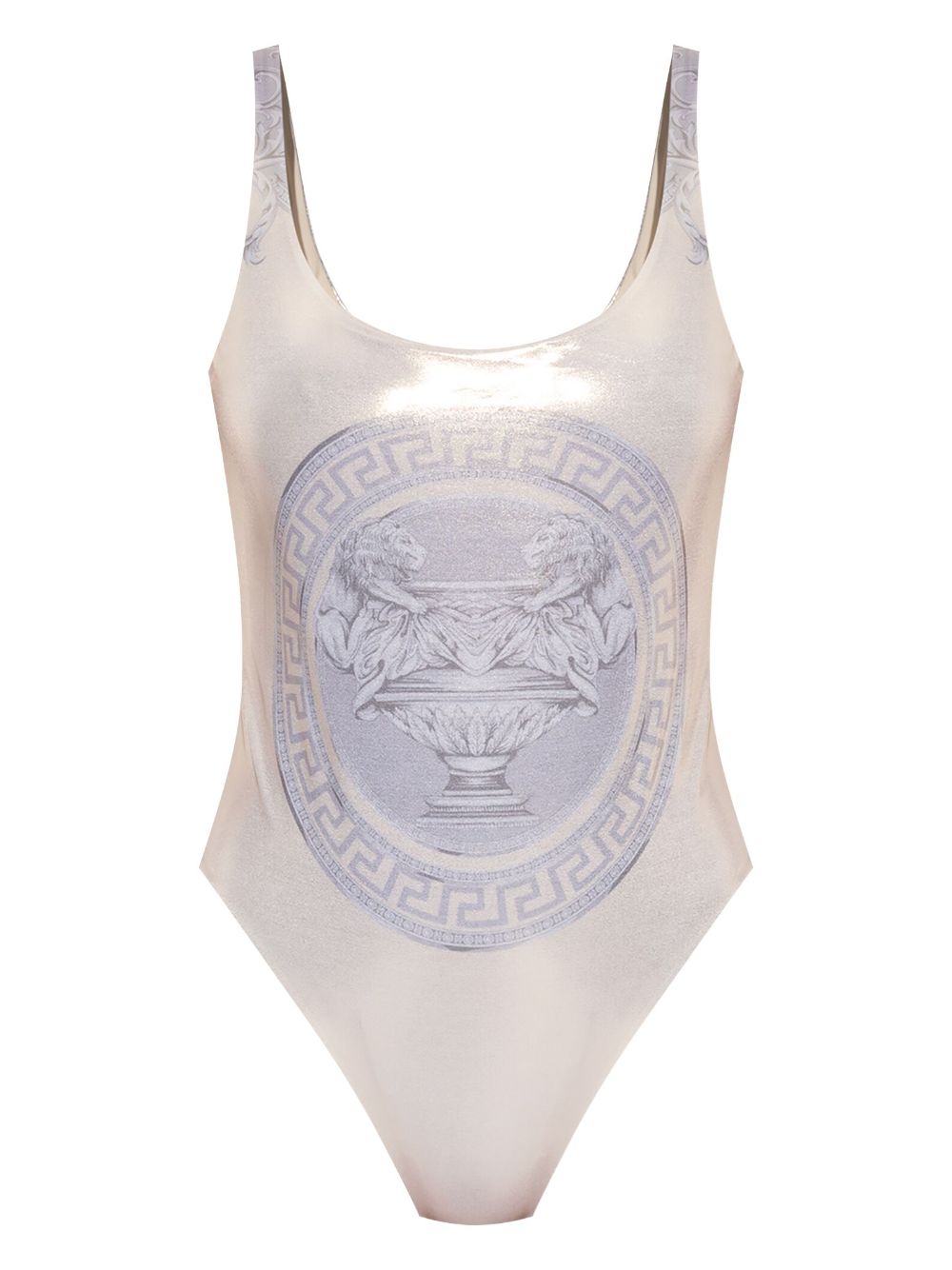 Versace statue print swimsuit - Neutrals von Versace