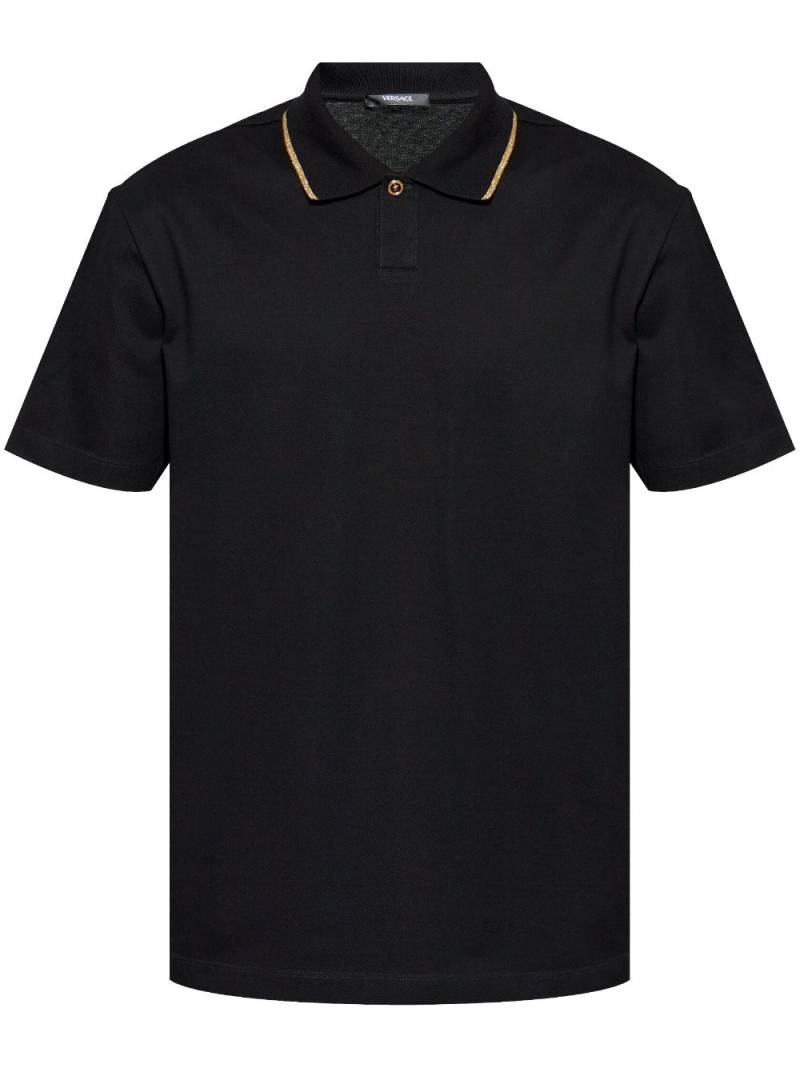 Versace stripe-detail polo shirt - Black von Versace