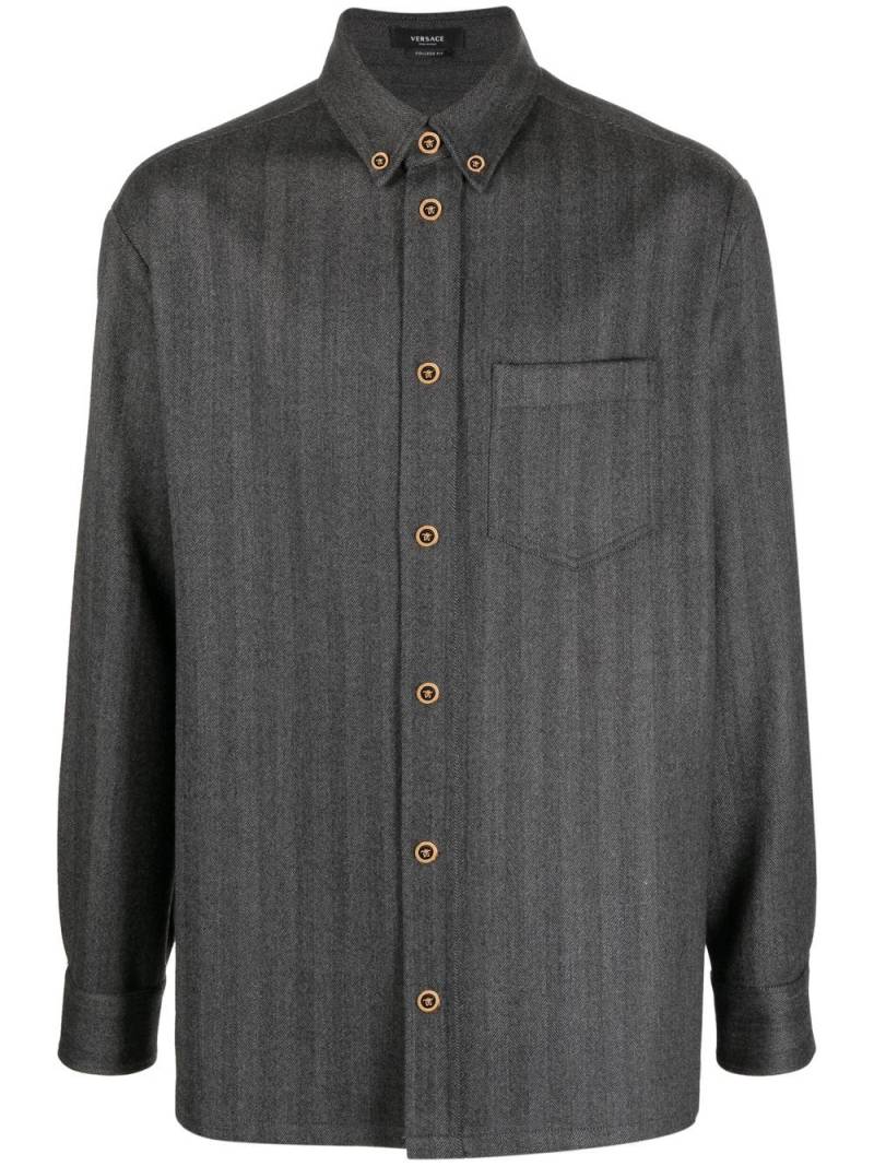 Versace herringbone cashmere overshirt - Grey von Versace