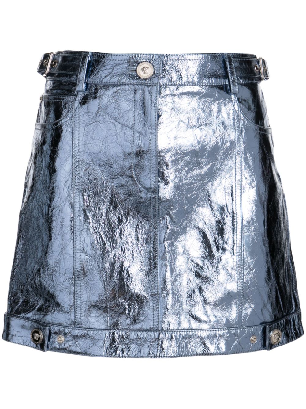 Versace x Dua Lipa metallic leather miniskirt - Blue von Versace