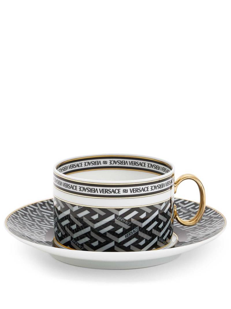 Versace x Rosenthal La Greca Signature tea cup and saucer - Black von Versace