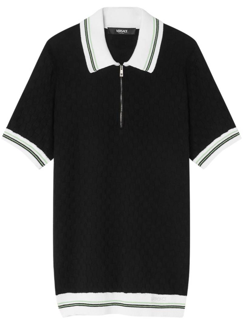 Versace zip-front knit polo top - Black von Versace