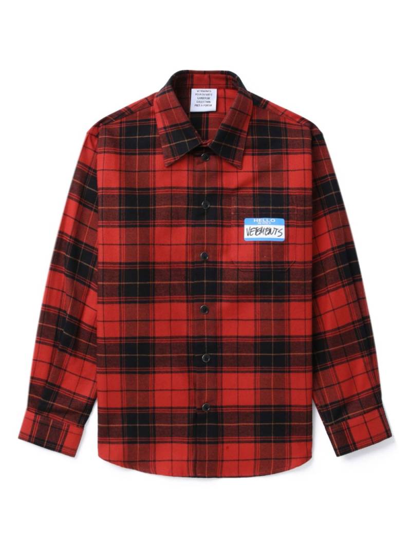 Vetements Kids plaid shirt - Red von Vetements Kids