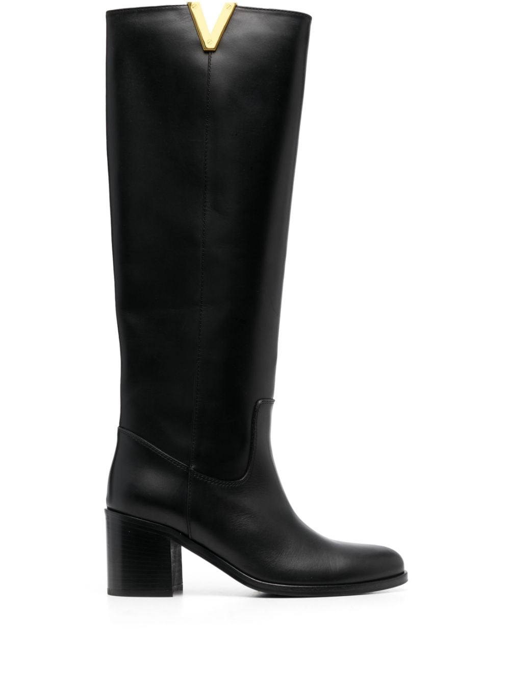 Via Roma 15 logo-plaque 65mm leather knee-length boots - Black von Via Roma 15