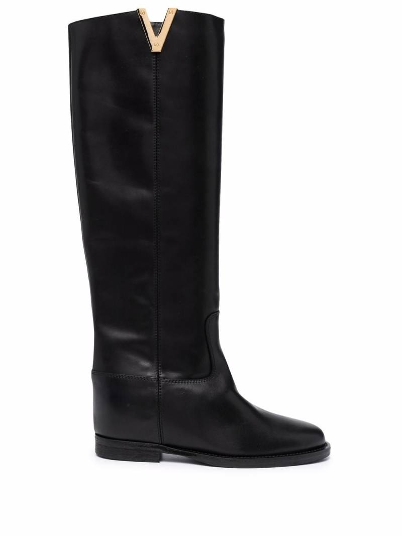 Via Roma 15 logo plaque knee-length boots - Black von Via Roma 15