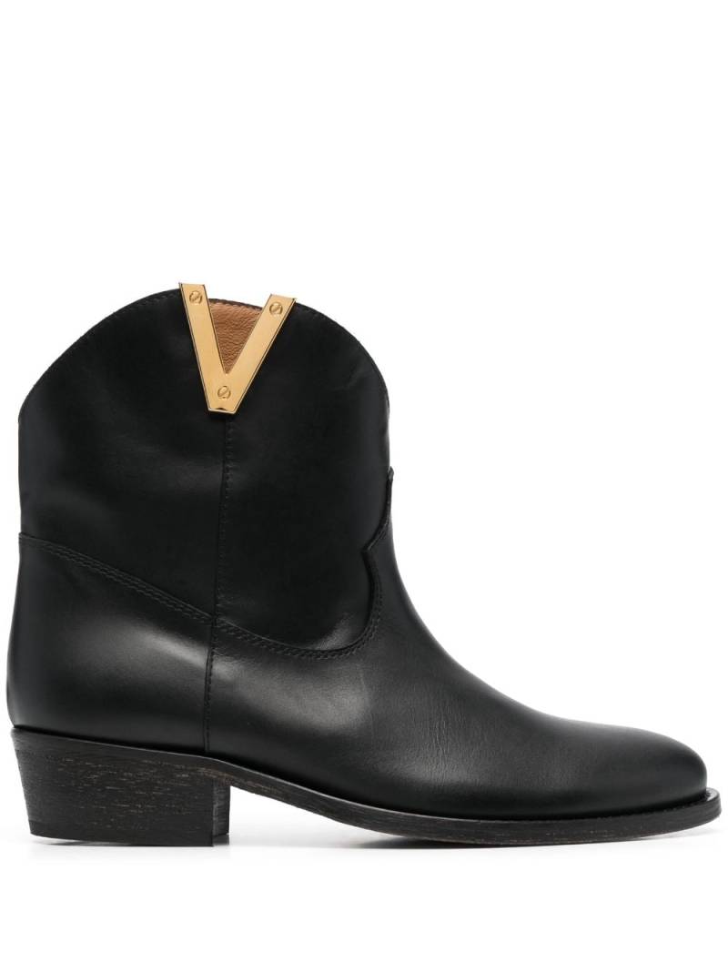 Via Roma 15 logo-plaque leather boots - Black von Via Roma 15