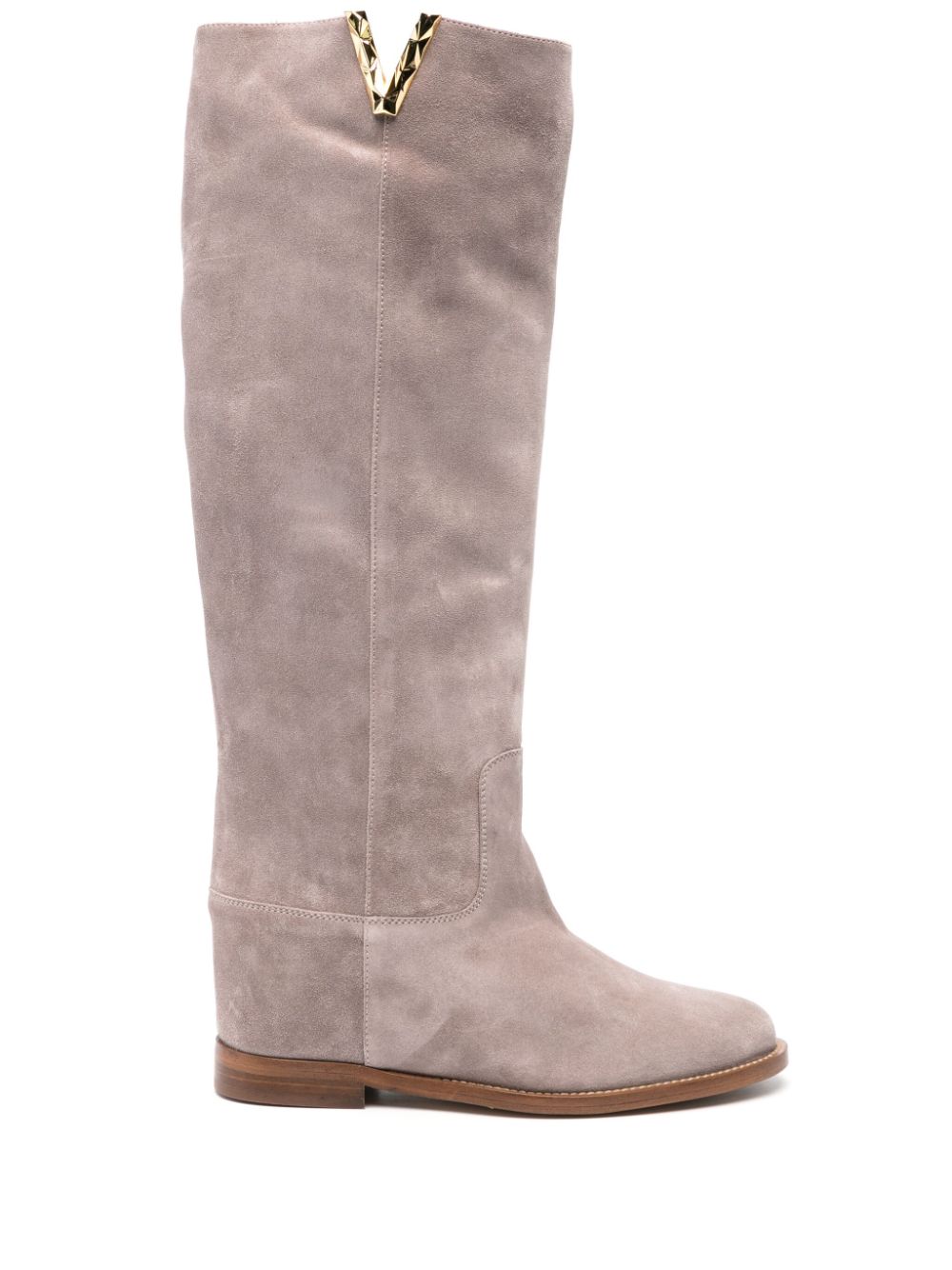 Via Roma 15 logo-plaque suede boots - Grey von Via Roma 15