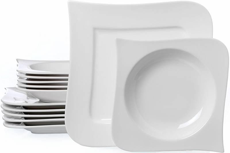 Ritzenhoff & Breker Tafelservice »Geschirr-Set Melodie«, (Set, 12 tlg.), Teller Set, weiss, Made in Germany, 12 Teile, für 6 Personen von Ritzenhoff & Breker