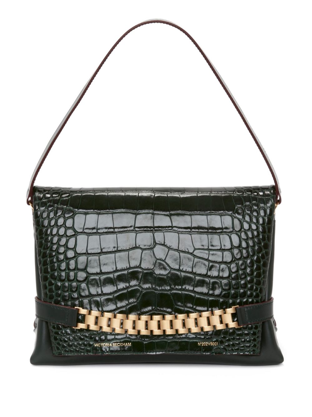 Victoria Beckham Chain Pouch crocodile-effect clutch bag - Green von Victoria Beckham