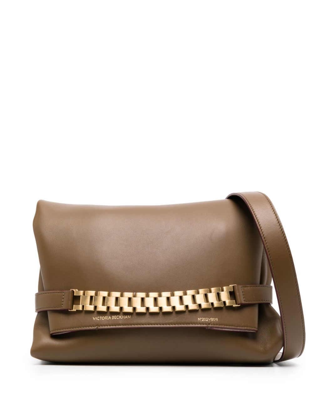 Victoria Beckham Chain leather clutch bag - Brown von Victoria Beckham