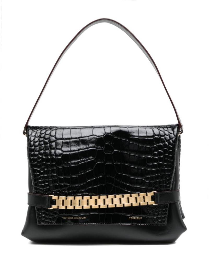 Victoria Beckham Classic Chain embossed-crocodile clutch bag - Black von Victoria Beckham