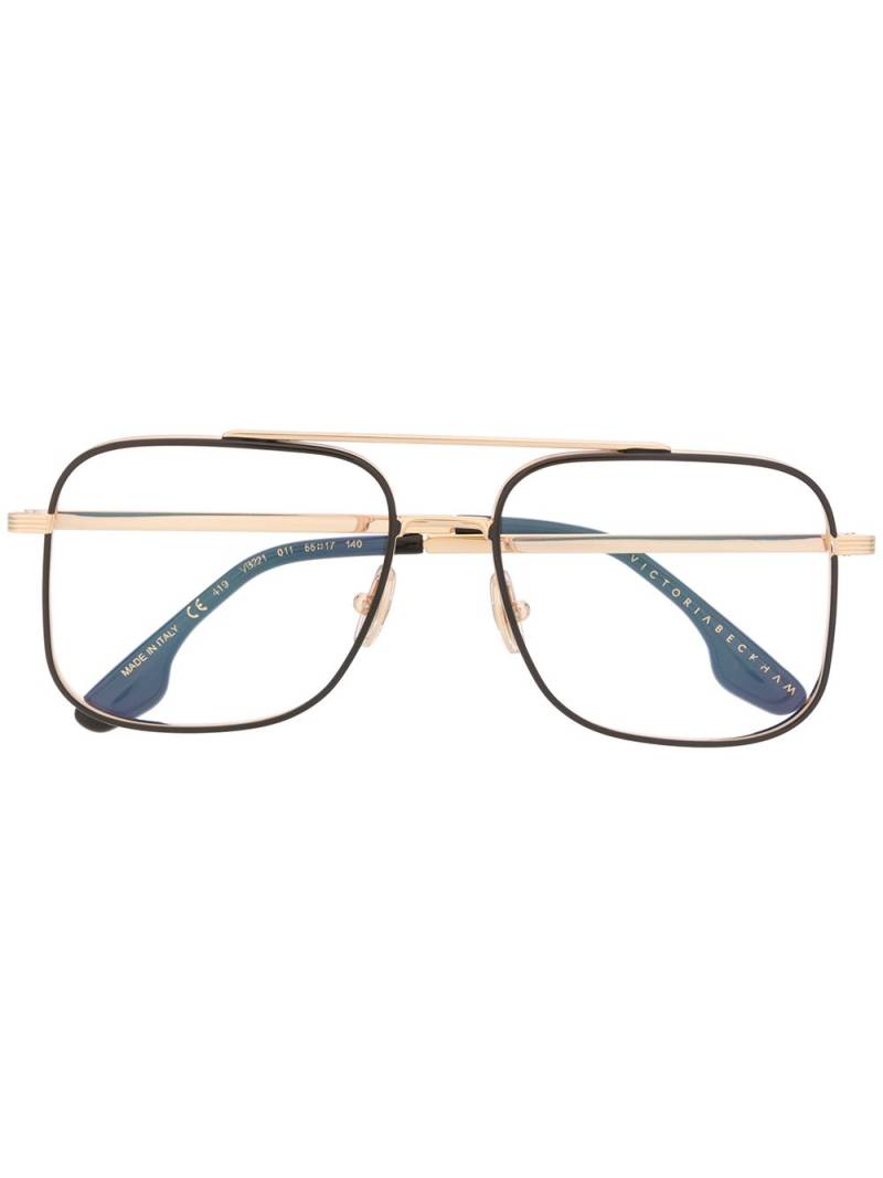 Victoria Beckham Grooved square-frame glasses - Gold von Victoria Beckham