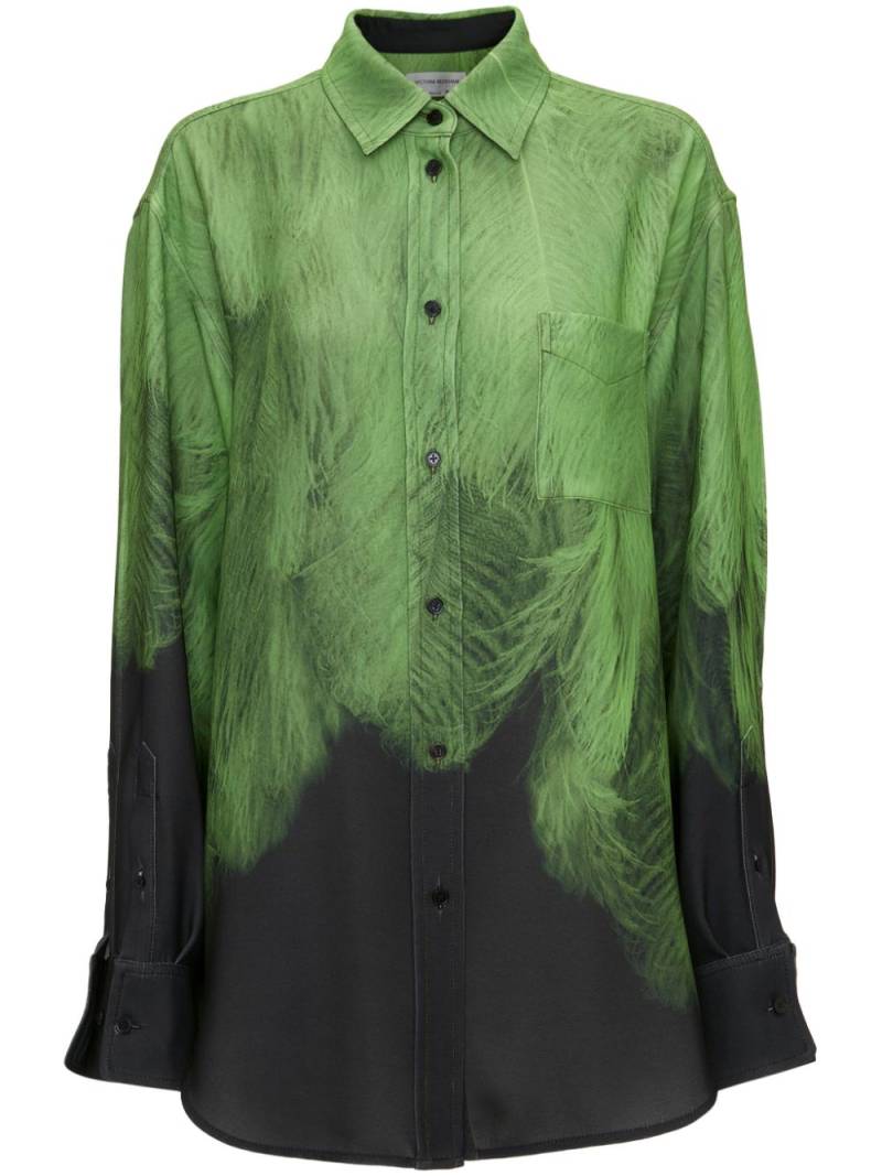 Victoria Beckham abstract-pattern print silk shirt - Green von Victoria Beckham