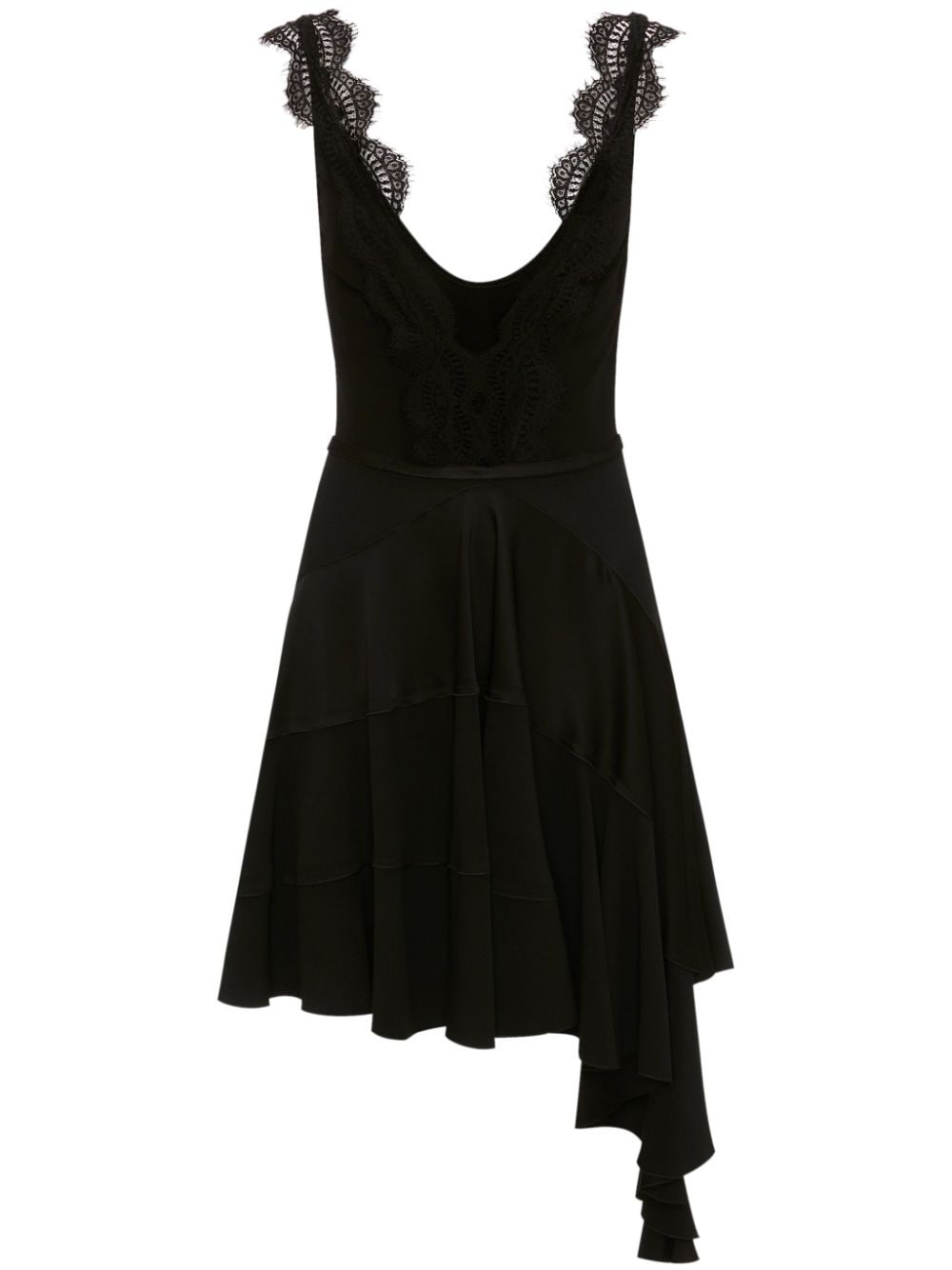 Victoria Beckham asymmetric lace-trim minidress - Black von Victoria Beckham