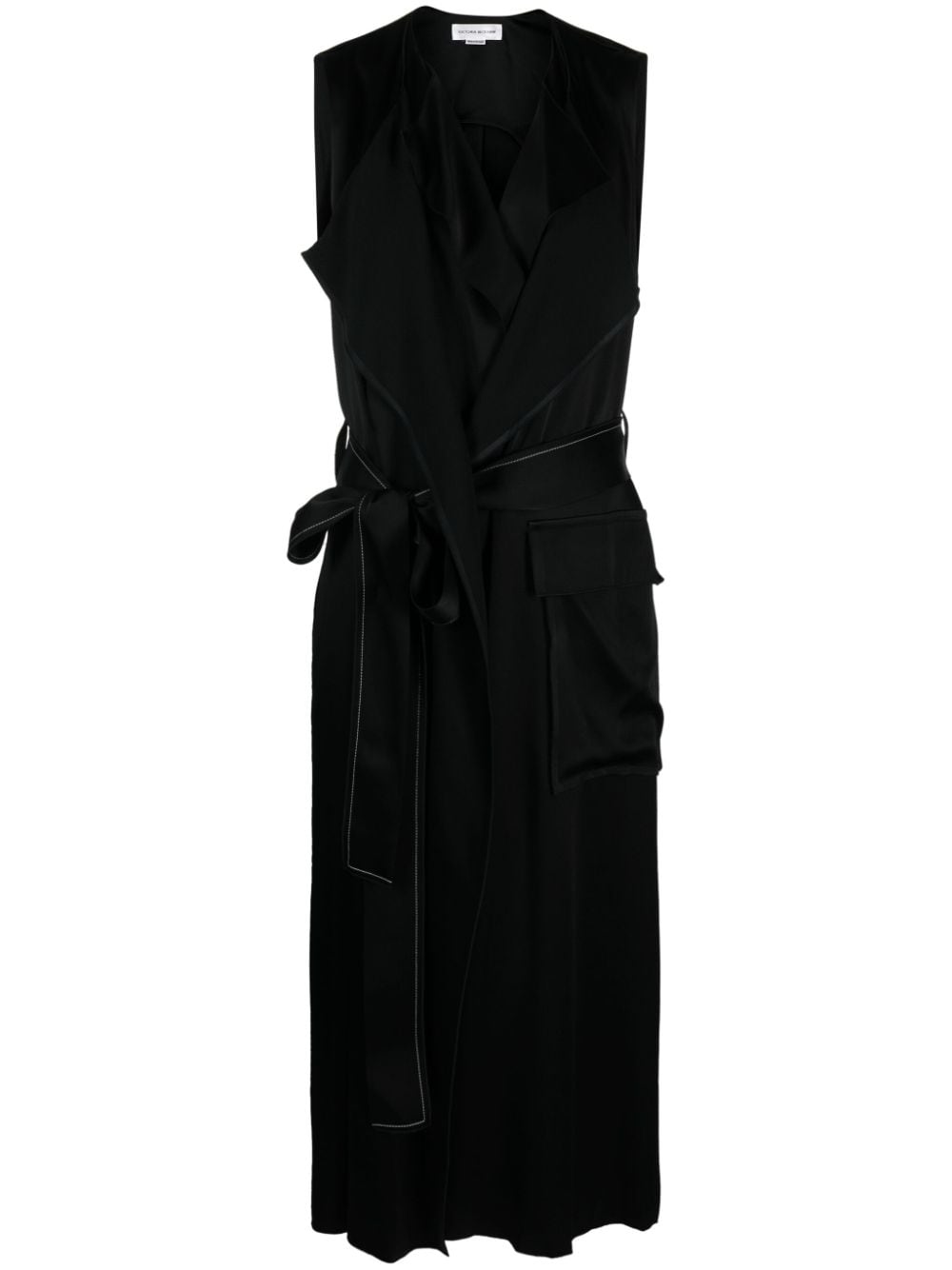 Victoria Beckham belted sleeveless midi dress - Black von Victoria Beckham