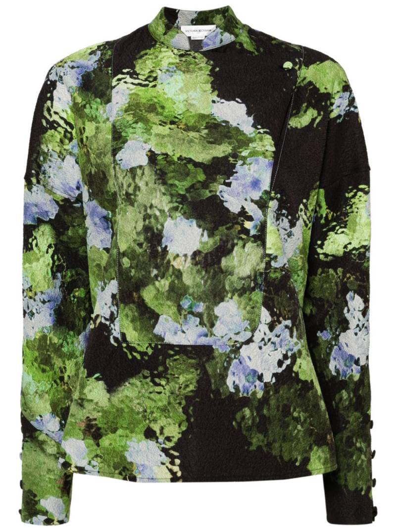 Victoria Beckham abstract-print silk blouse - Black von Victoria Beckham