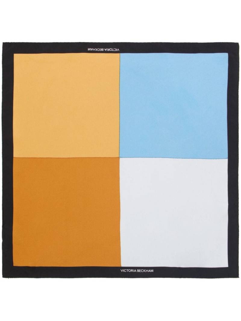 Victoria Beckham colour block-print silk scarf - Blue von Victoria Beckham