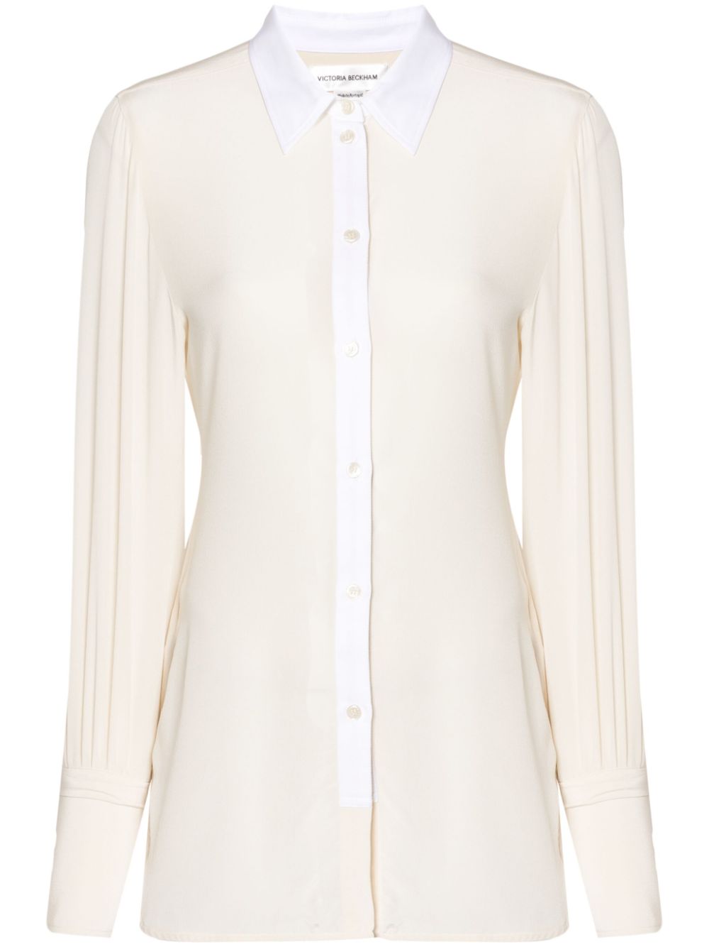 Victoria Beckham contrast placket blouse - White von Victoria Beckham