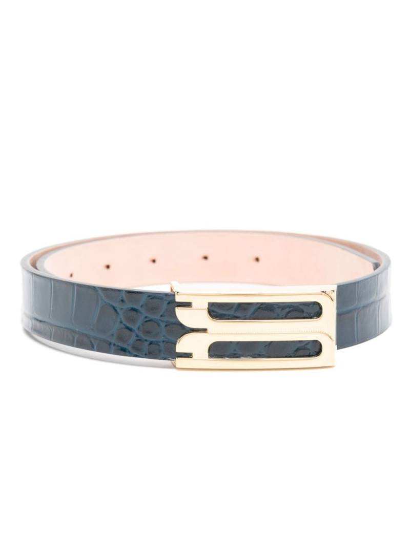 Victoria Beckham Frame crocodile-embossed leather belt - Blue von Victoria Beckham