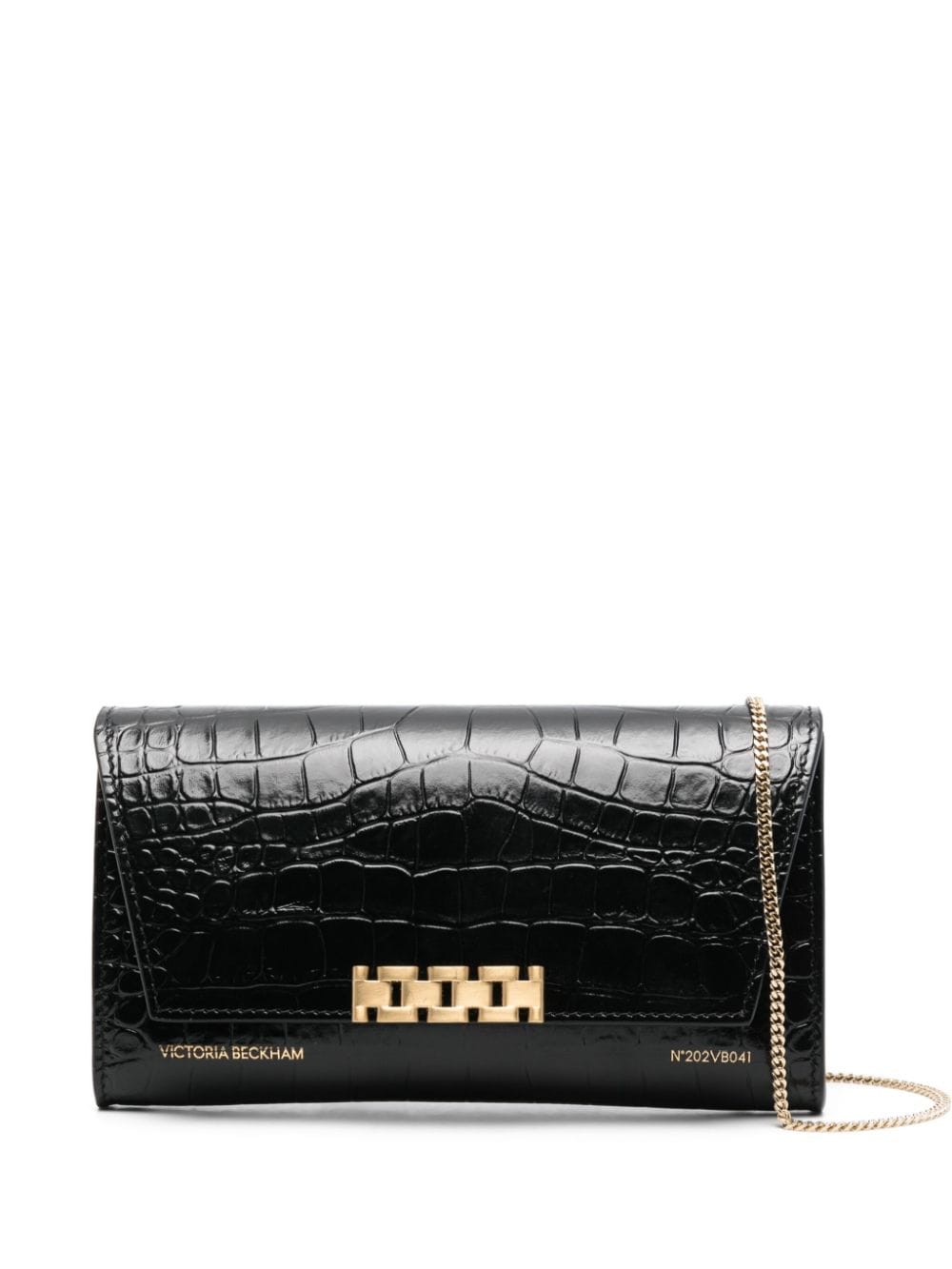 Victoria Beckham crocodile-embossed leather clutch bag - Black von Victoria Beckham