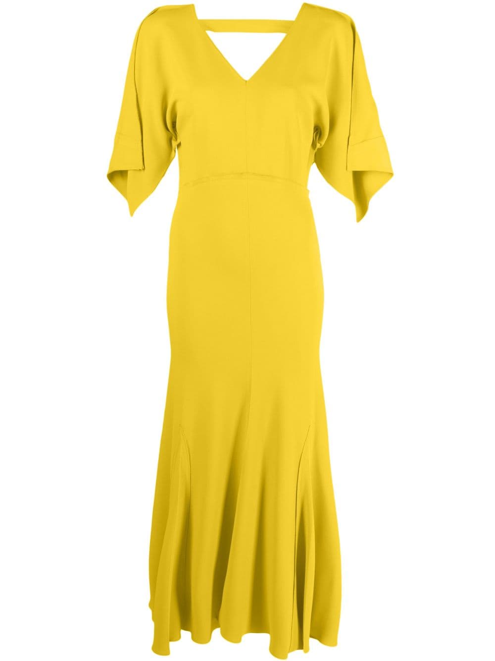 Victoria Beckham draped-sleeve midi dress - Yellow von Victoria Beckham