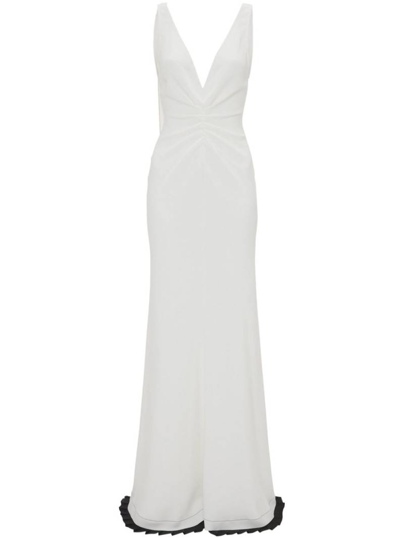 Victoria Beckham gathered-detail V-neck gown - White von Victoria Beckham