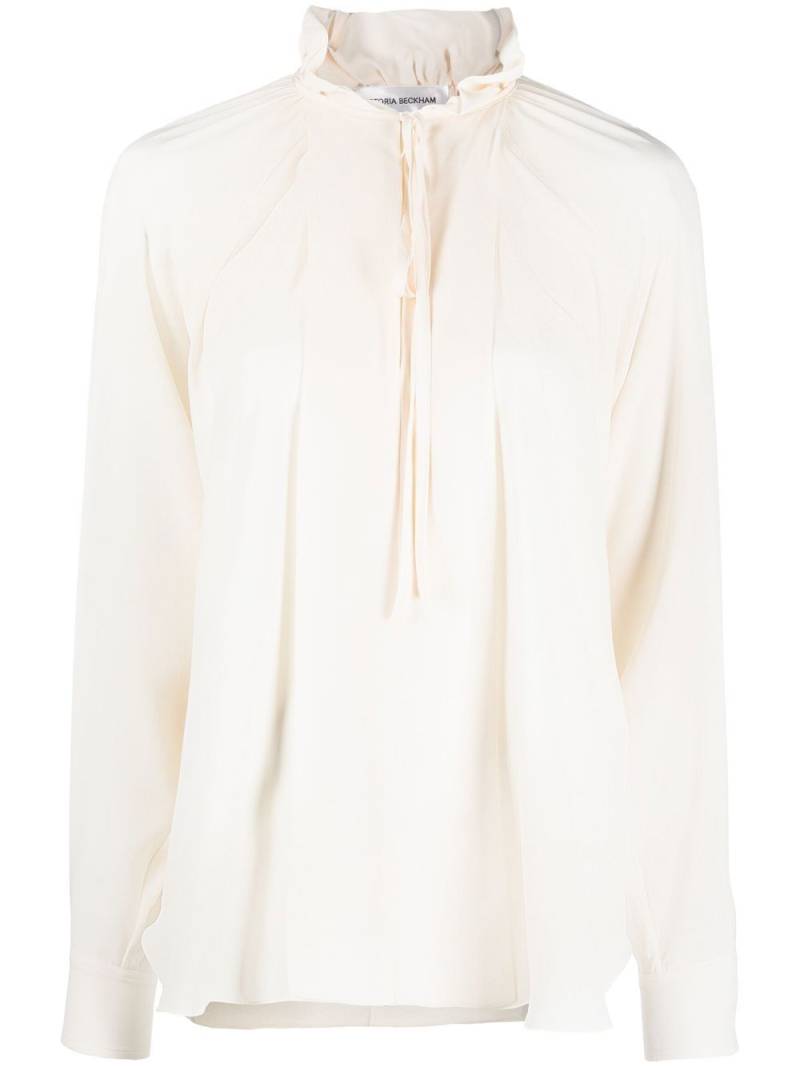 Victoria Beckham gathered-detail long-sleeve blouse - Neutrals von Victoria Beckham