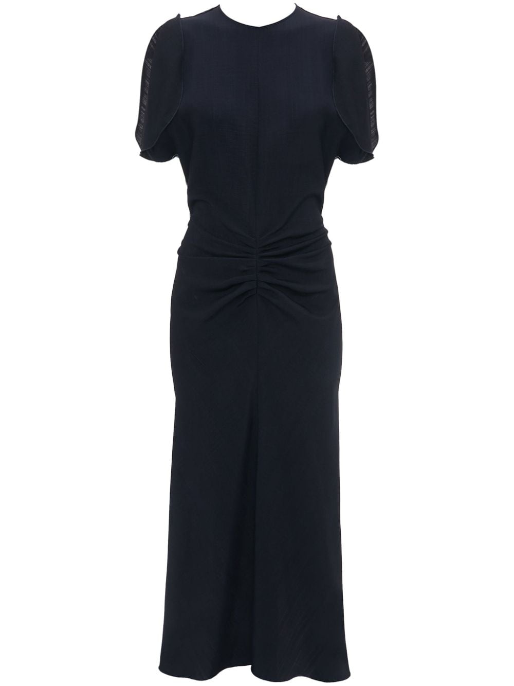 Victoria Beckham gathered-detail midi dress - Blue von Victoria Beckham