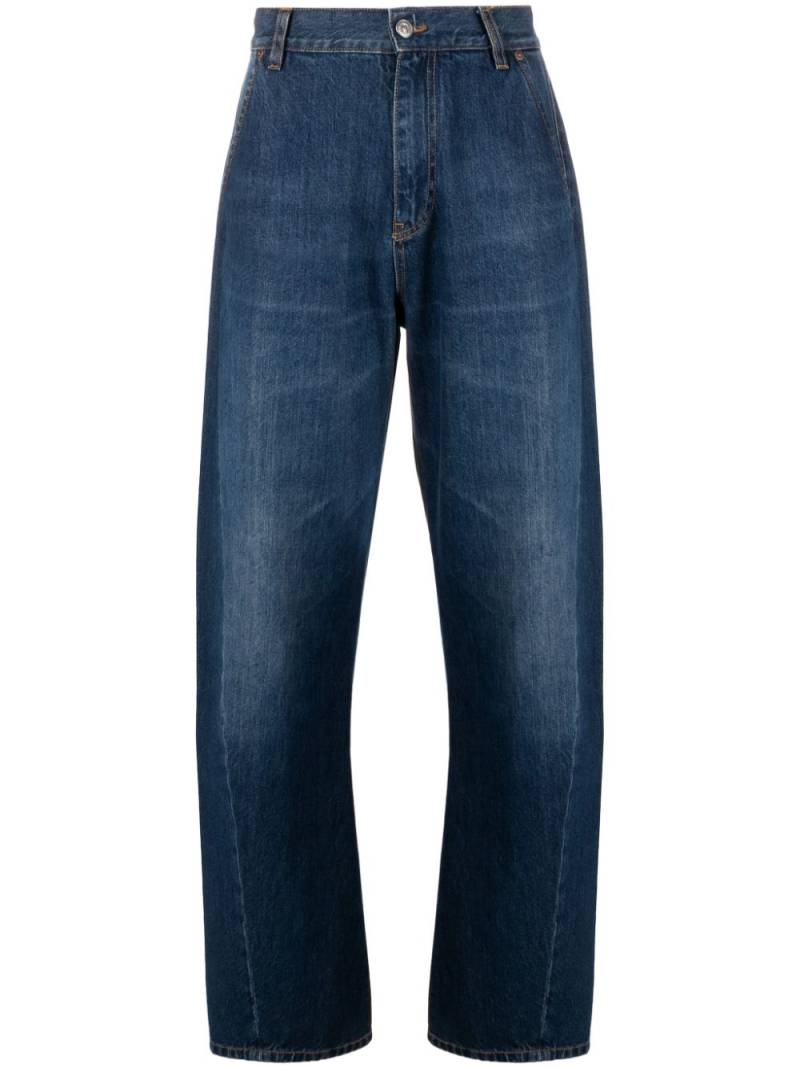 Victoria Beckham high-rise logo-patch wide-leg jeans - Blue von Victoria Beckham