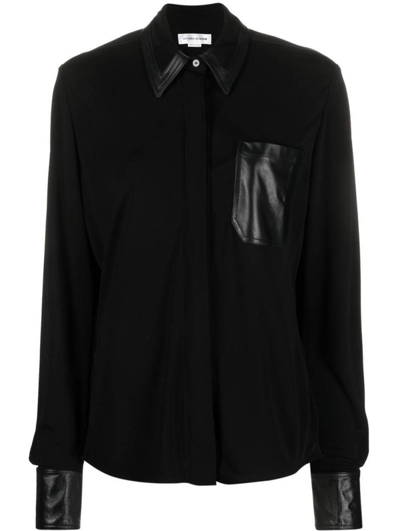 Victoria Beckham leather accent shirt - Black von Victoria Beckham