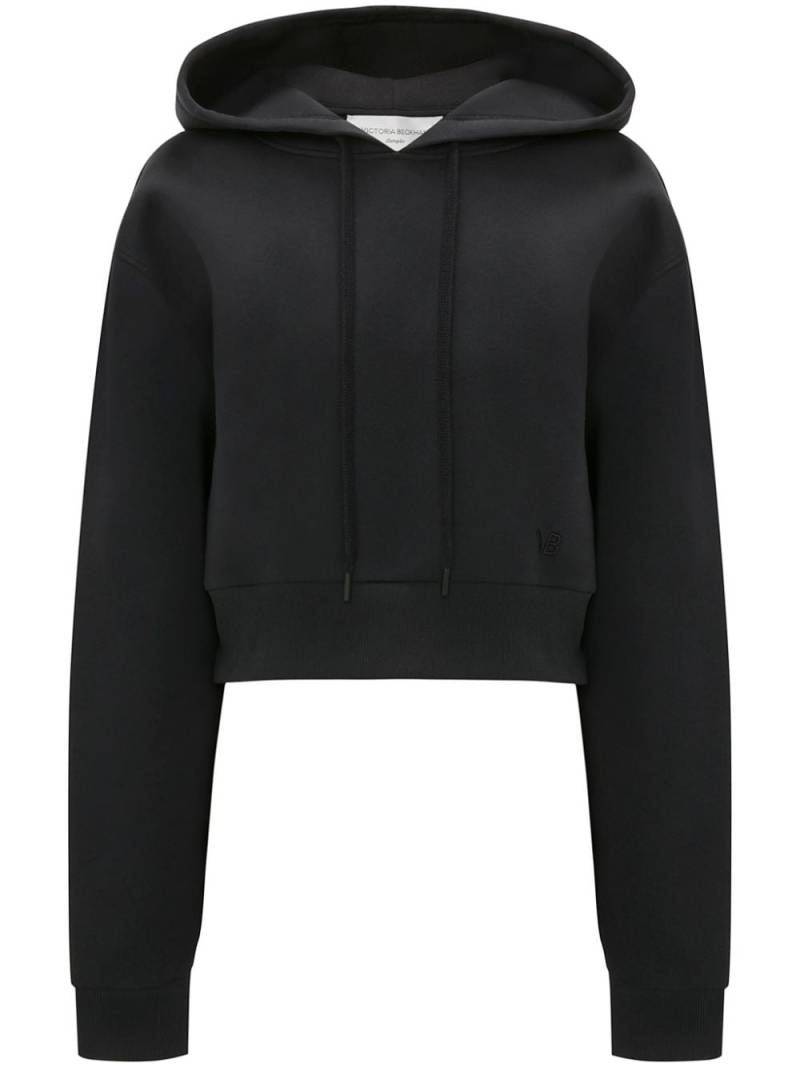 Victoria Beckham logo-embroidered cotton-blend hoodie - Black von Victoria Beckham