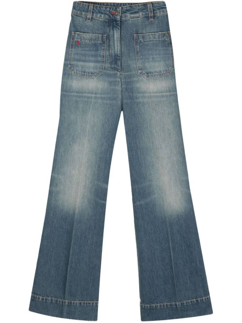 Victoria Beckham logo-embroidered wide jeans - Blue von Victoria Beckham