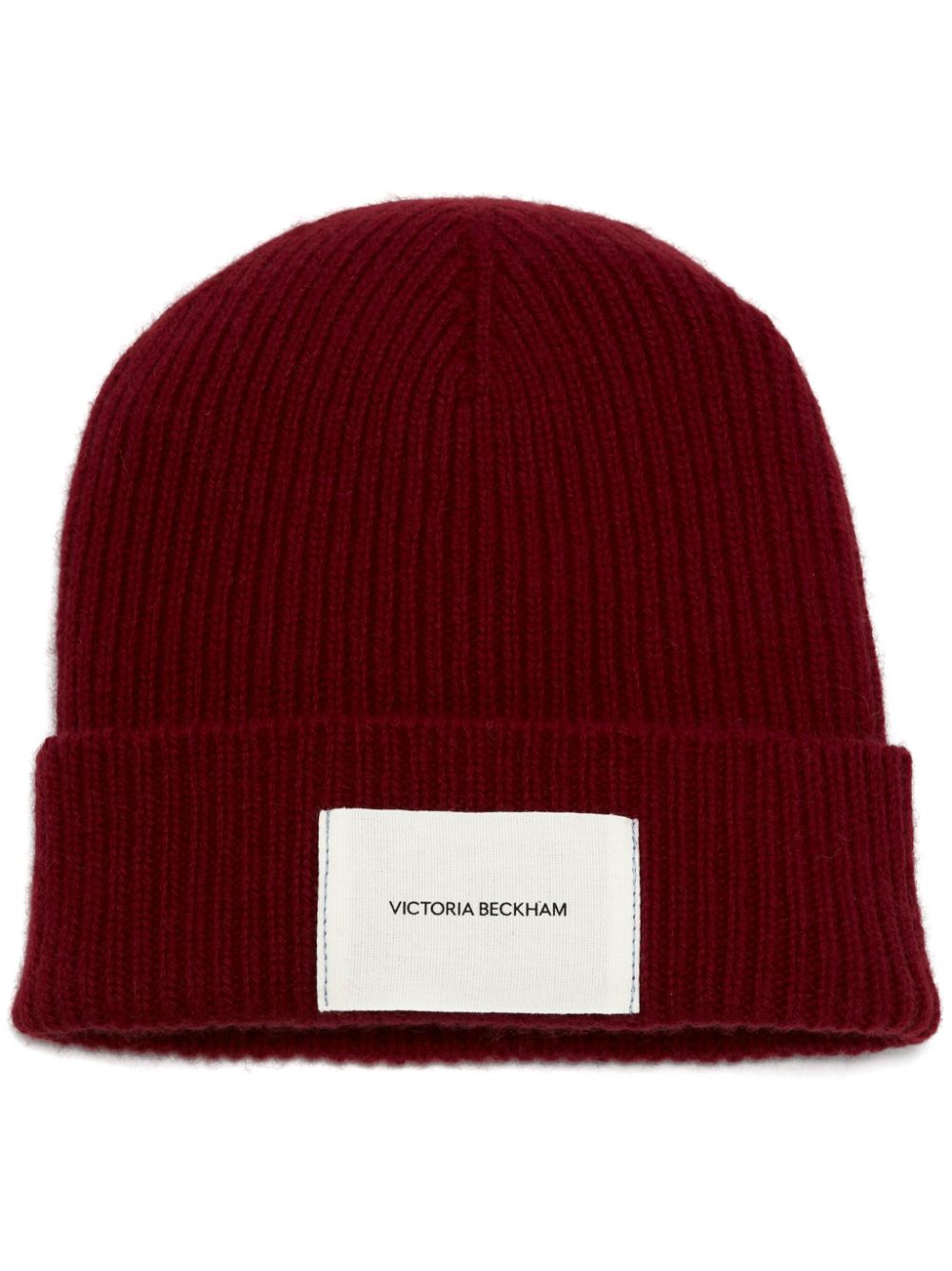 Victoria Beckham logo-patch cashmere beanie - Red von Victoria Beckham