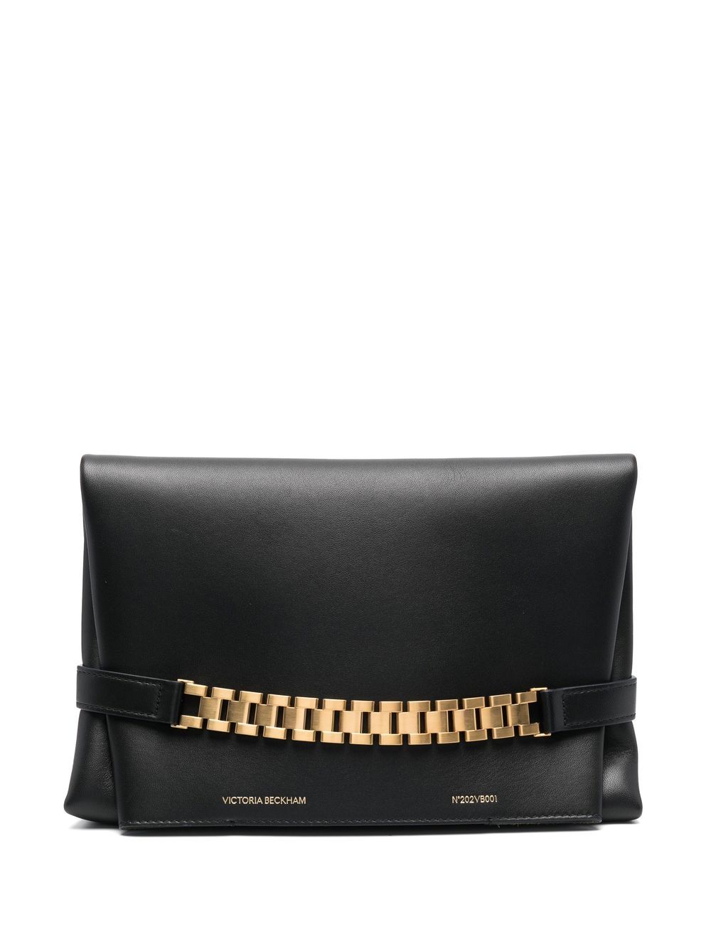 Victoria Beckham logo-print leather clutch bag - Black von Victoria Beckham