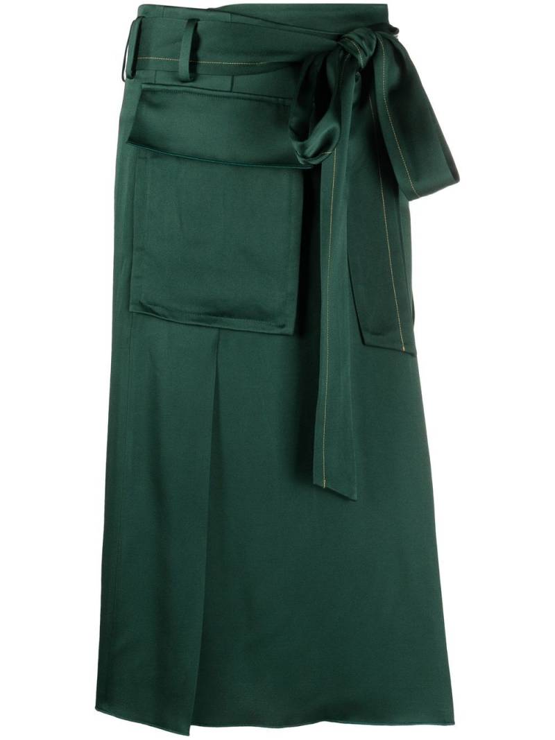 Victoria Beckham patch-pocket satin midi skirt - Green von Victoria Beckham