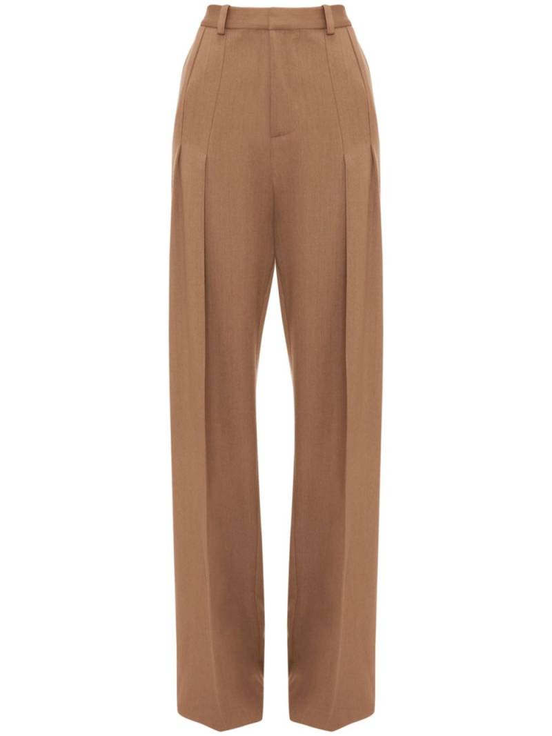 Victoria Beckham pleated high-waist straight-leg trousers - Brown von Victoria Beckham