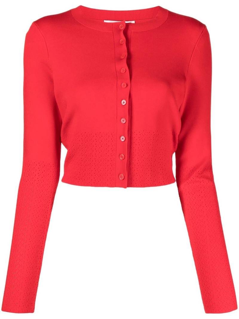 Victoria Beckham pointelle-knit cropped cardigan - Red von Victoria Beckham