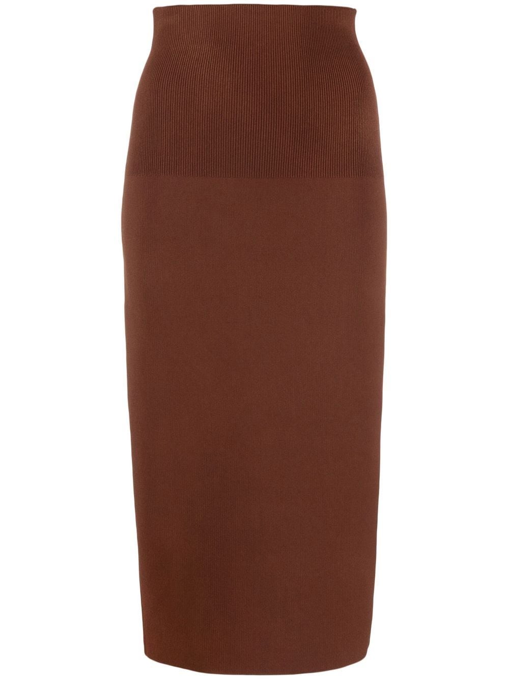Victoria Beckham ribbed-detail high-waisted skirt - Brown von Victoria Beckham