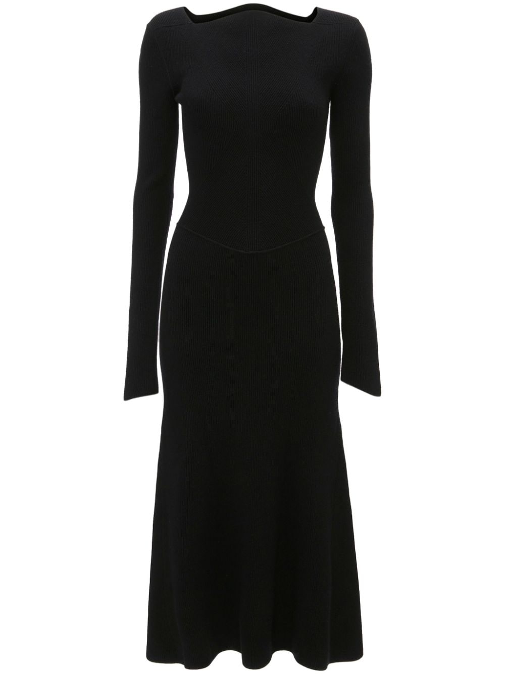 Victoria Beckham ribbed stretch-wool midi dress - Black von Victoria Beckham