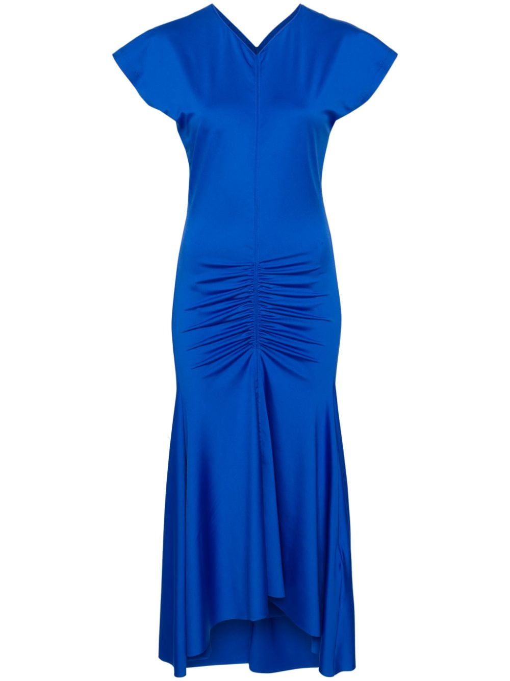 Victoria Beckham ruched asymmetric midi dress - Blue von Victoria Beckham