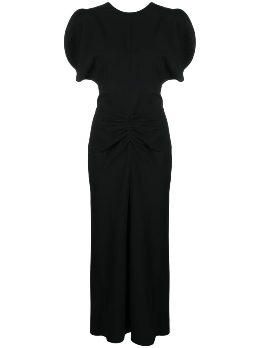 Victoria Beckham ruched-waist crepe midi dress - Black von Victoria Beckham
