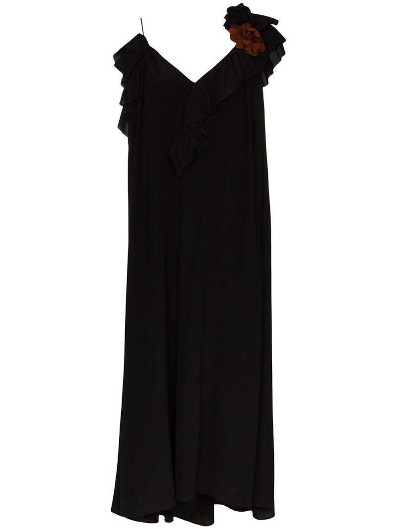 Victoria Beckham ruffle trim midi dress - Black von Victoria Beckham