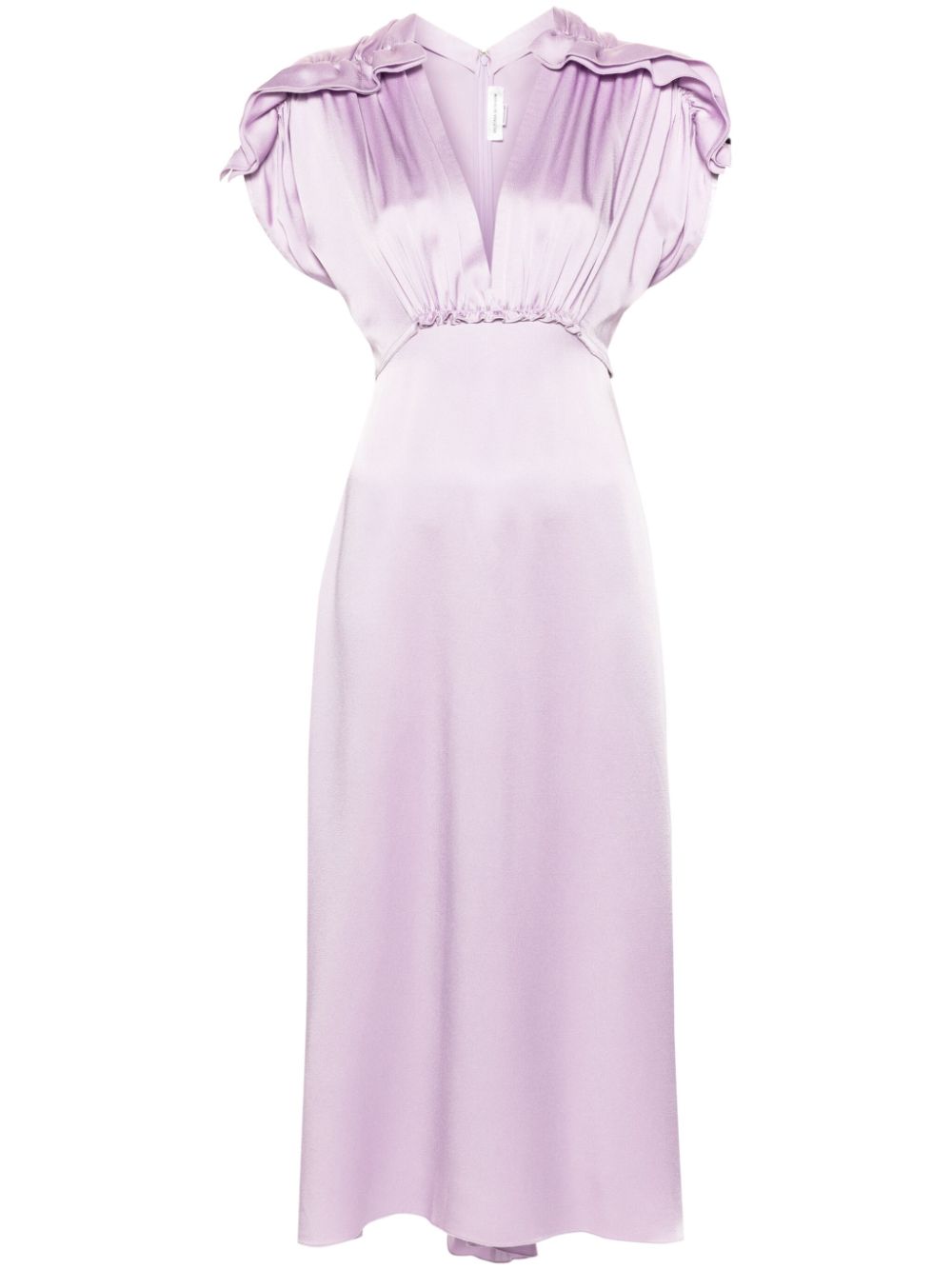 Victoria Beckham ruffled satin midi dress - Purple von Victoria Beckham