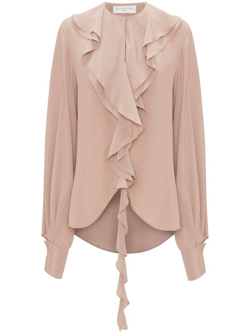 Victoria Beckham ruffled silk blouse - Neutrals von Victoria Beckham