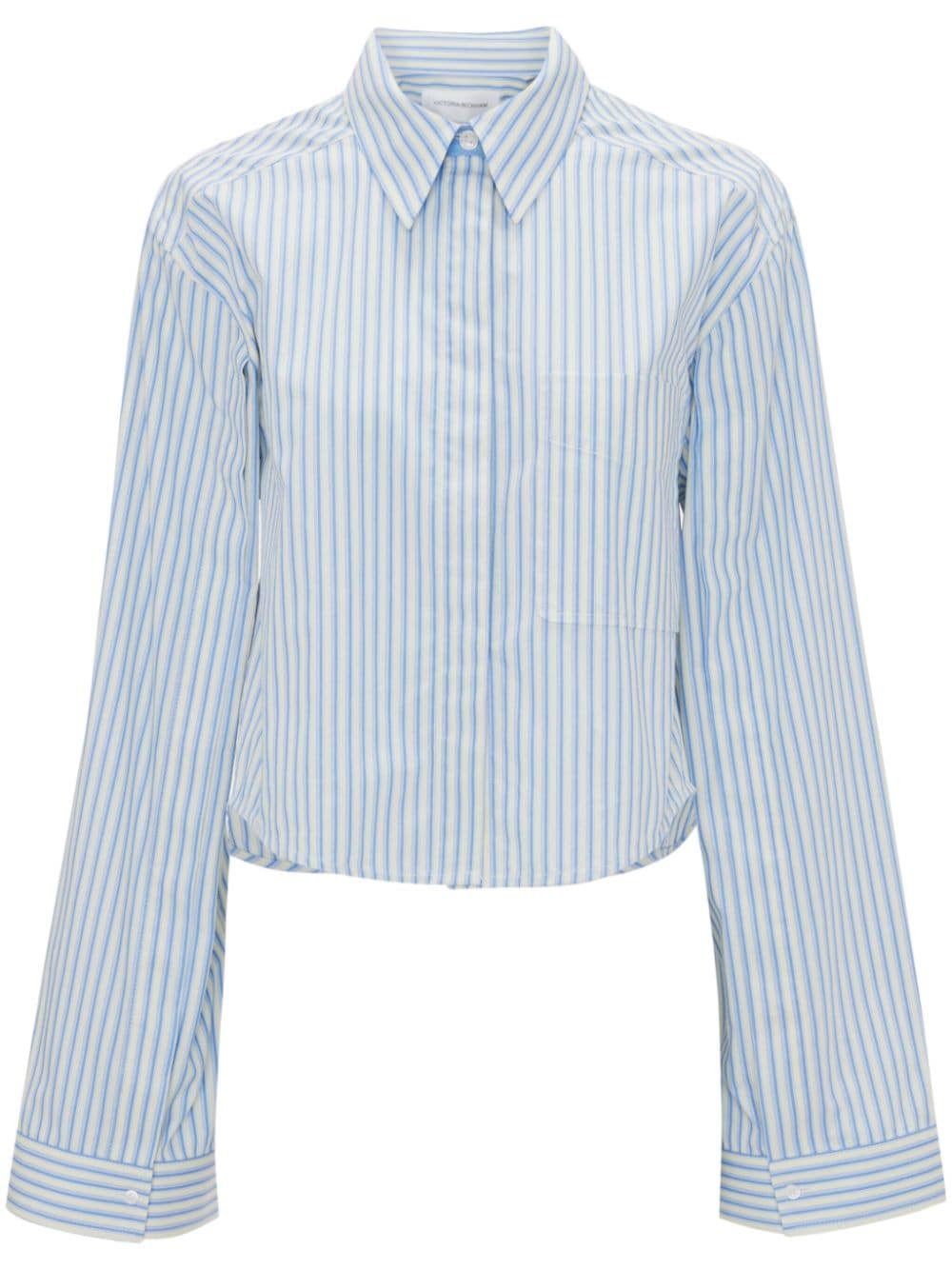 Victoria Beckham striped cropped shirt - Blue von Victoria Beckham