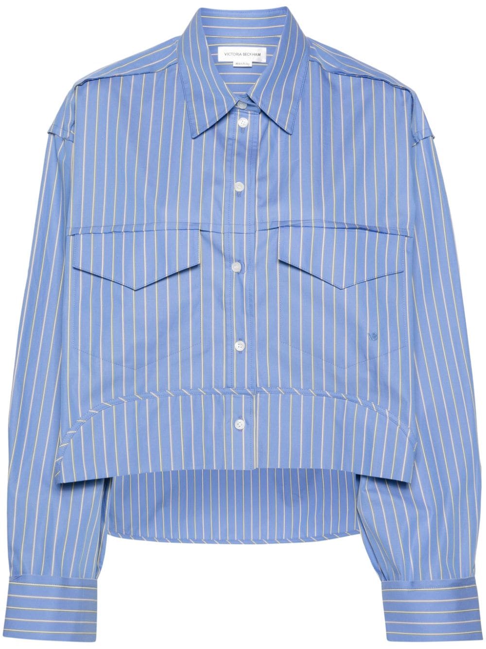 Victoria Beckham striped cotton cropped shirt - Blue von Victoria Beckham