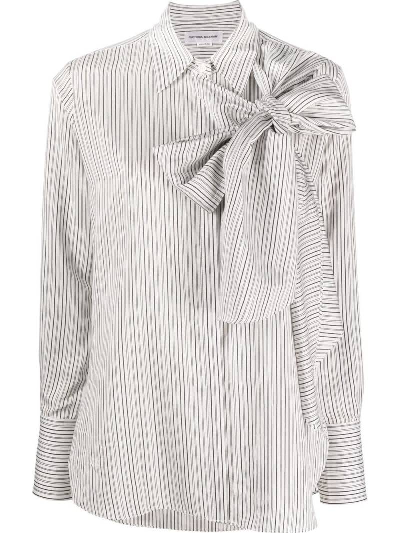 Victoria Beckham striped long-sleeved shirt - White von Victoria Beckham