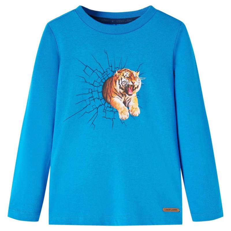 Kinder Langarmshirt Baumwolle Mädchen Blau 104 von VidaXL